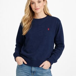 Polo Ralph Lauren ($145) Navy Crewneck Sweatshirt Red Pony Logo Classic Pullover